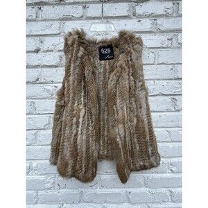 525 America Luxe Rabbit Fur Hooded Vest Size M
